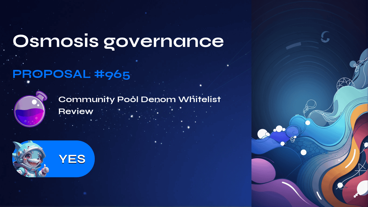 Osmosis governance. Proposal №965