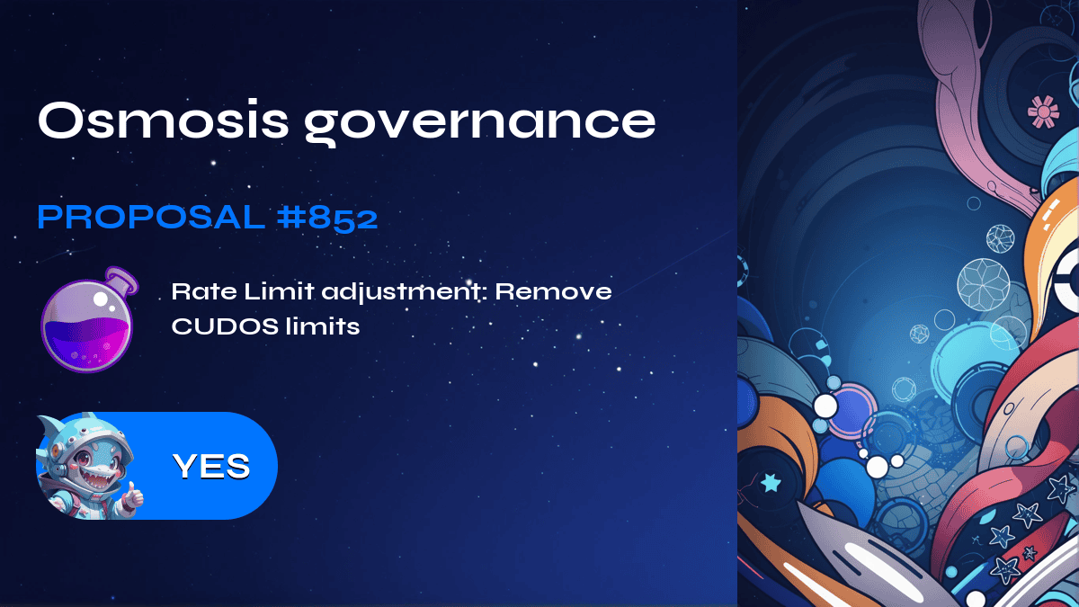 Osmosis governance. Proposal №852