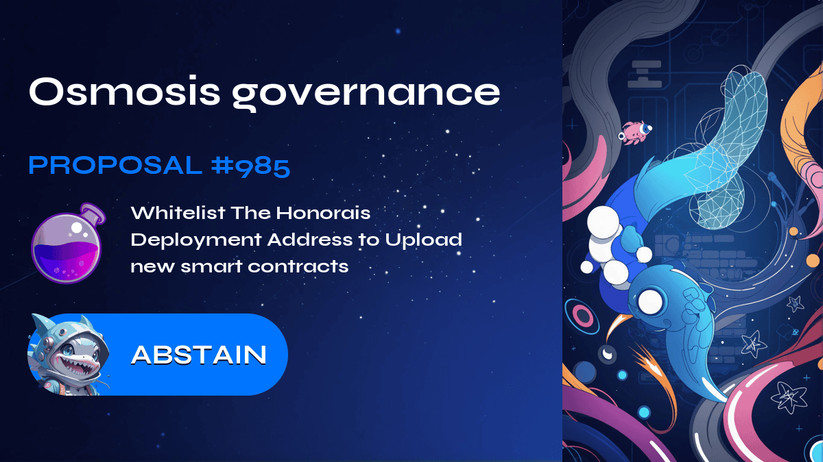 Osmosis governance. Proposal №985