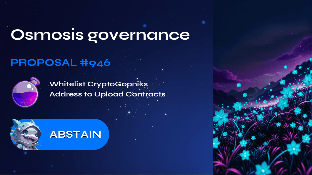 Osmosis governance. Proposal №946