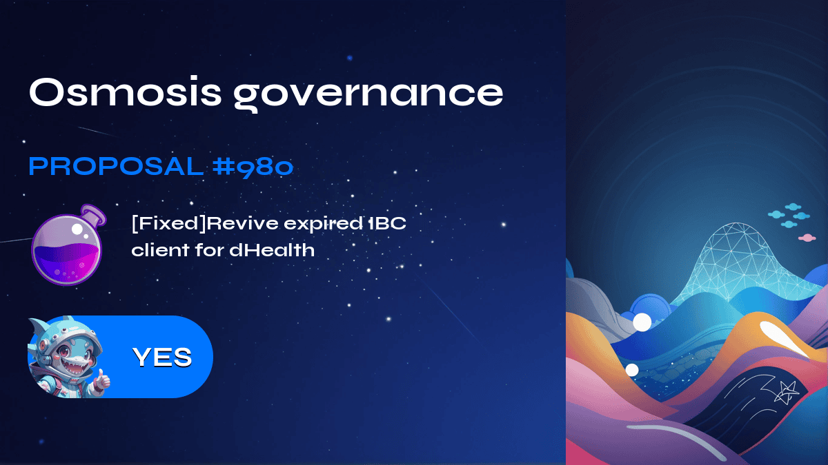 Osmosis governance. Proposal №980